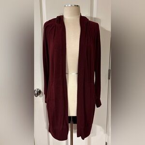 Altar’d State Burgundy Hooded Open Cardigan – Size S